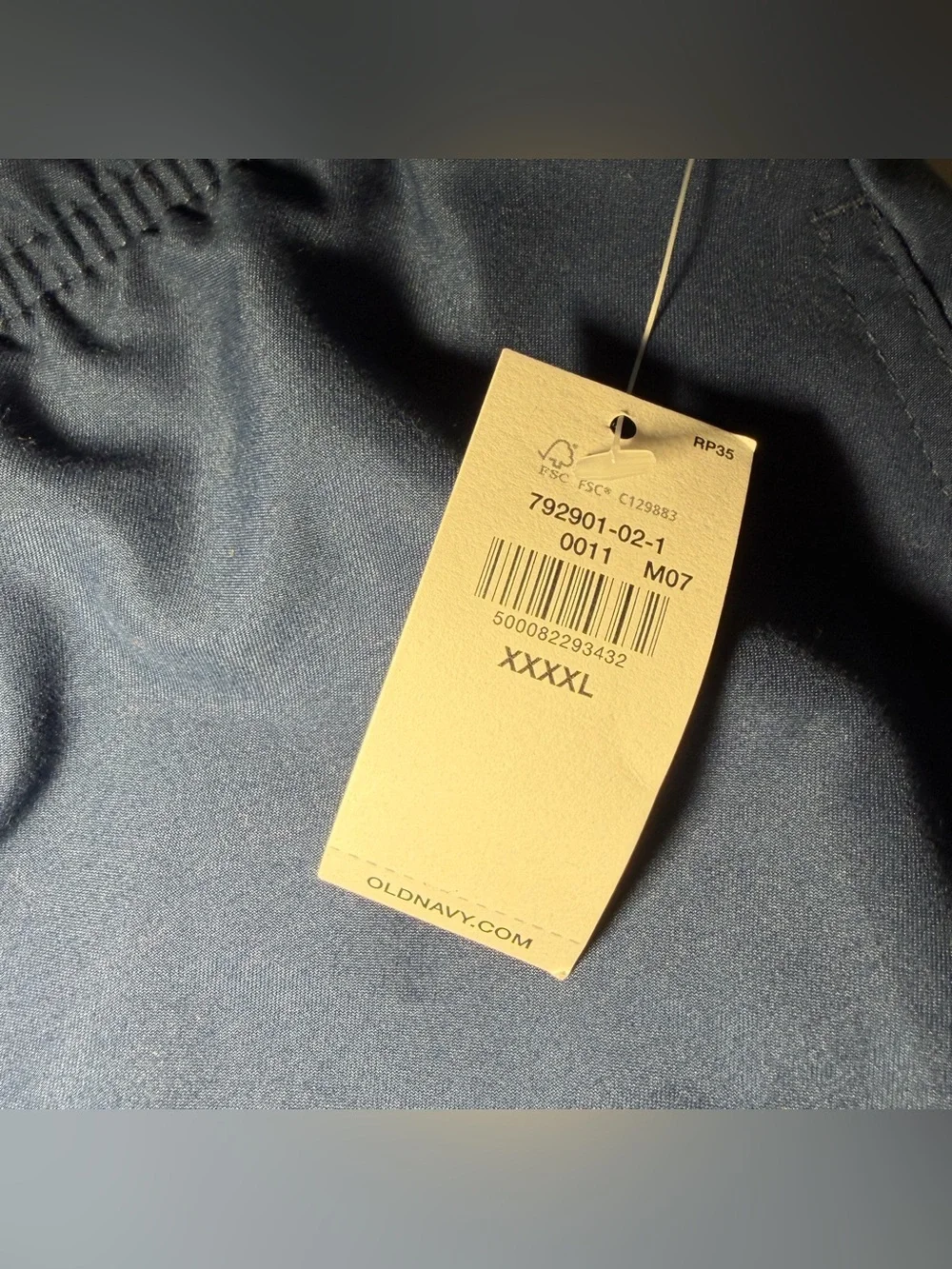 NWT Old Navy Men's 4XL Blue Solid Swim Trunks Elastic Waist Drawstring Lined